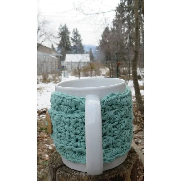 Crocheted Cup Cozy Handmade Coffee Mug or Tea Warmer - Picture 4 of 6